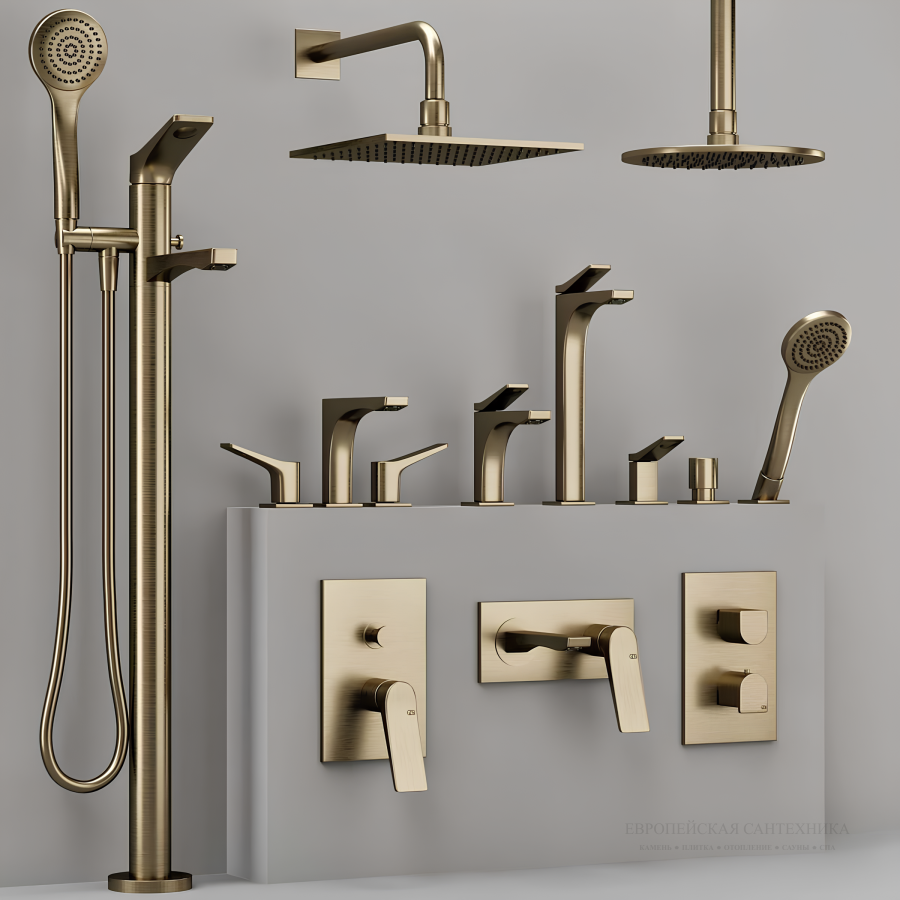 Верхний душ Gessi Rilievo 250х250 мм, шарнирный для настенного креплениям, цвет Brass PVD - изображение 2