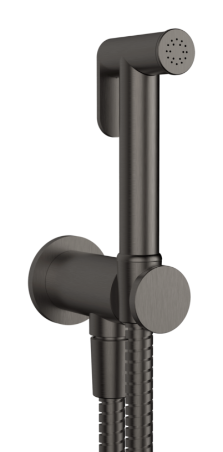 Гигиенический душ Gessi, шланг 1250 мм, шланговое подсоединение с держателем лейки, цвет Black Metal Brushed PVD