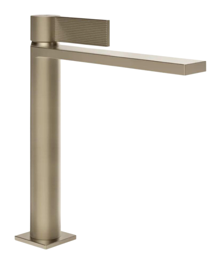 Смеситель для раковины Gessi Inverso, однорычажный, с донным клапаном и соединительными шлангами, Н-251 мм, цвет Finox Brushed Nickel