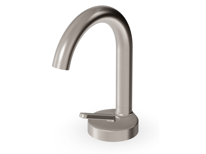 На изображении товар Смеситель Zucchetti Isy22, для раковины, однорычажный, с аэратором, поворотный излив, без донного клапана, h-190 мм., цвет Brushed Nickel от официального представителя в Москве