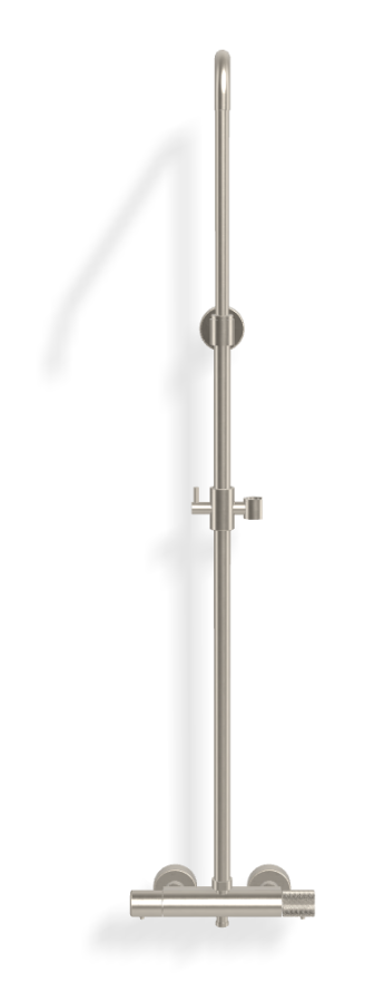 Душевая система Carlo Frattini Spillo Tech, ручка G Collection: термостат, стойка без верхнего и ручного душа, цвет никель брашированный - изображение 1