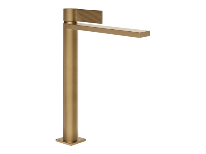 На изображении товар Смеситель для раковины Gessi Inverso, с соединительными шлангами, без донного клапана, Н-321 мм, цвет Warm Bronze Brushed PVD от официального представителя в Москве