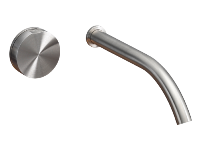 На изображении товар Смеситель для раковины CeaDesign Giotto, настенный, прогрессивный, на 2 отверстия, внешняя часть, сталь, цвет полированная нержавеющая сталь от официального представителя в Москве