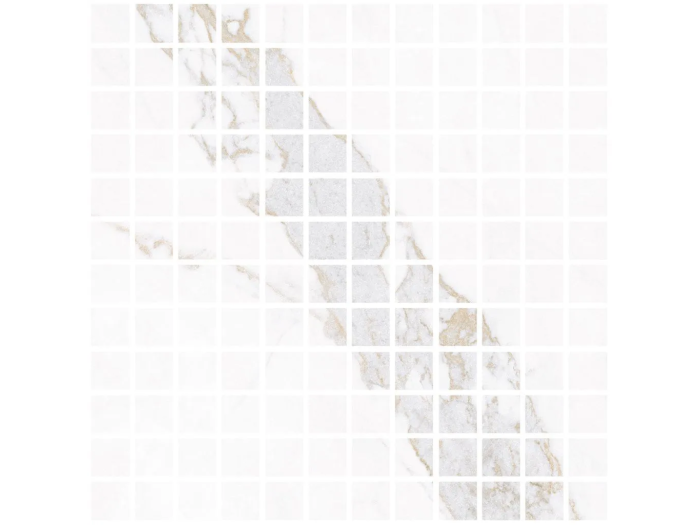 На изображении товар Living Ceramics Керамогранит Blanc Calacatta Gold Mosaic 25 Soft textured 29,8x29,8 от официального представителя в Москве