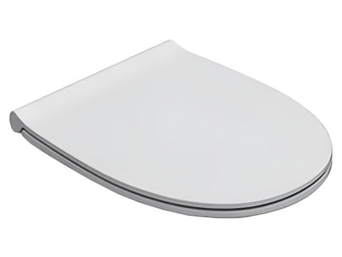На изображении товар Сиденье тонкое для унитаза Globo 4ALL, с микролифтом, петли хром, цвет белый матовый от официального представителя в Москве