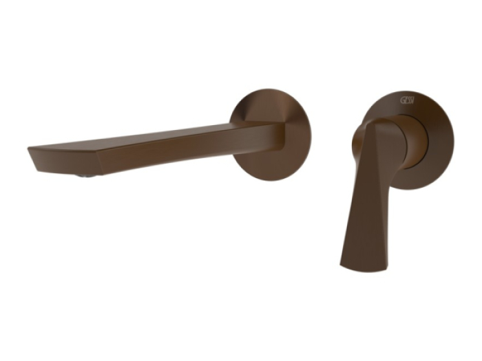 На изображении товар Смеситель для раковины Gessi Ventaglio, настенный, однорычажный, внешняя часть, L-234 мм, цвет Dark Bronze от официального представителя в Москве