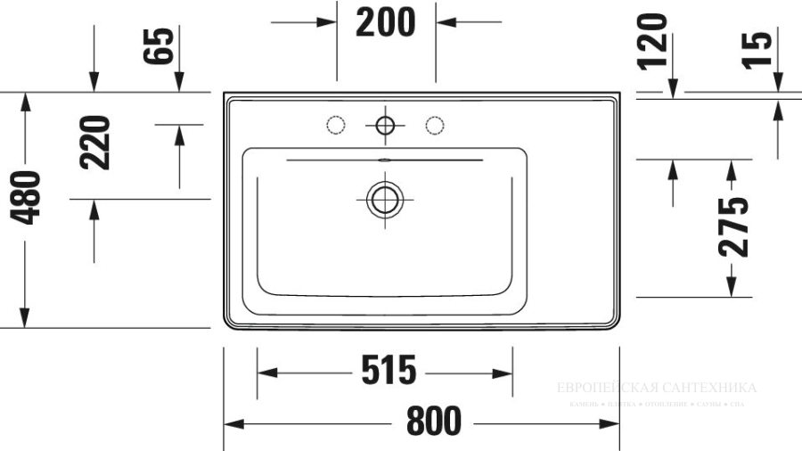 Раковина Duravit D-Neo для мебели, 800x480 мм, чаша слева, на 1 отверстие под смеситель, цвет белый - изображение 8