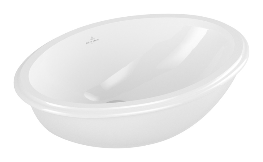 Раковина Villeroy&Boch Evana 455x305 мм, под столешницу, наружная сторона глазурь, округлая, без отверстия д/смесителя, с переливом, цвет белый