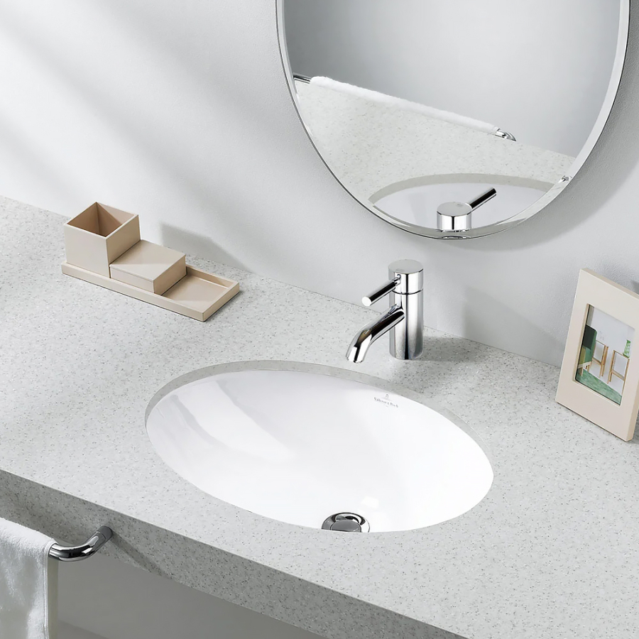 Раковина Villeroy&Boch Evana 455x305 мм, под столешницу, наружная сторона глазурь, округлая, без отверстия д/смесителя, с переливом, цвет белый - изображение 6