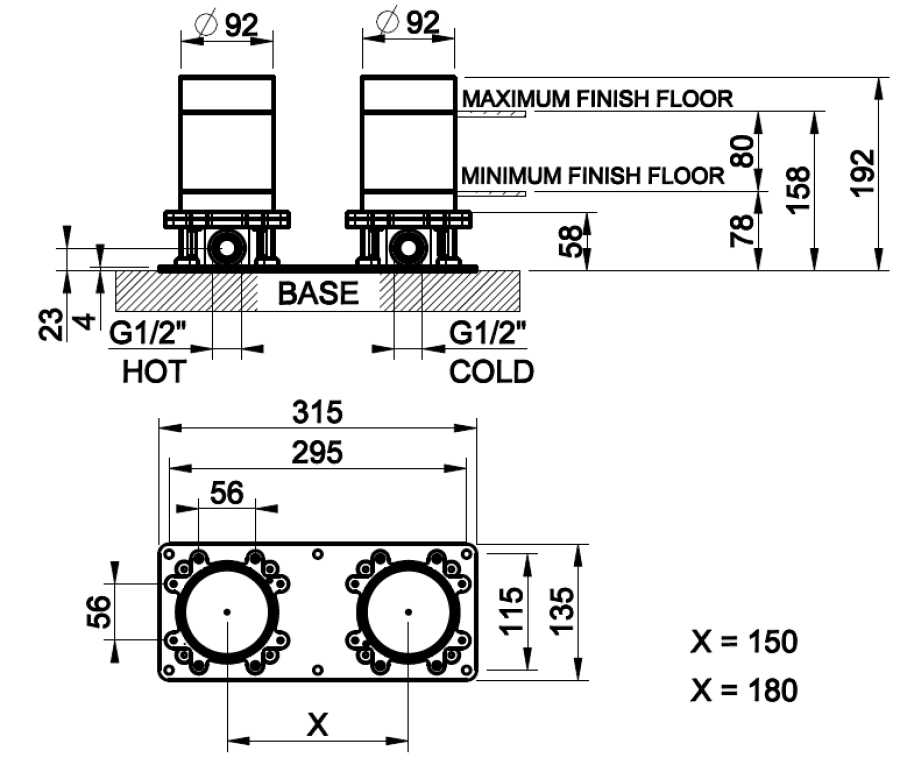 Скрытая часть Gessi, для напольного смесителя для ванны, цвет Chrome - изображение 3
