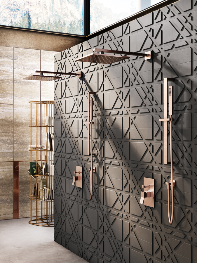 Верхний душ Gessi Rettangolo, настенный, 300x300 мм, цвет Copper PVD - изображение 2