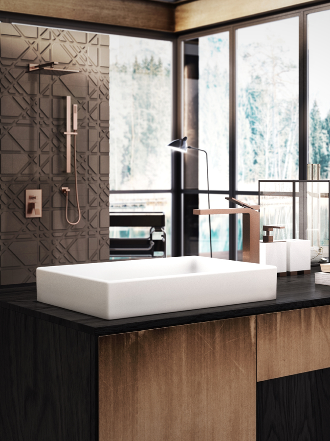 Верхний душ Gessi Rettangolo, настенный, 300x300 мм, цвет Copper PVD - изображение 1