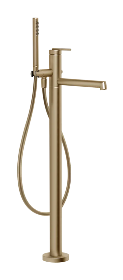 Смеситель для ванны Gessi Ingranaggio, напольный, с ручным душем, встраиваемый, цвет Warm Bronze Brushed PVD