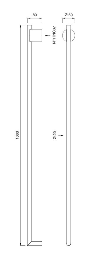Полотенцесушитель Cea Design Equilibrio, электрический, L.1060 мм, нержавеющая сталь, цвет Black Diamond сатинированный - изображение 5