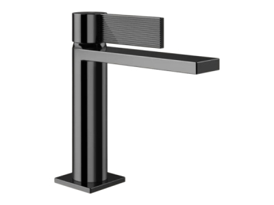 На изображении товар Смеситель для раковины Gessi Inverso, однорычажный, с донным клапаном и соединительными шлангами, Н-178 мм, цвет Black Metal PVD от официального представителя в Москве