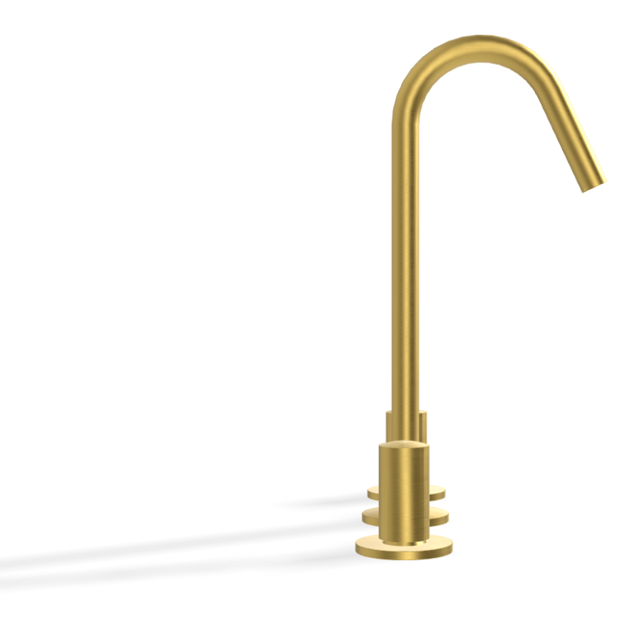 Смеситель для раковины Carlo Frattini SO, без ручек, с вращающимся изливом Ø18 мм, донным клапаном Click-Clack, 2 гибкими шлангами, Н-319 мм, цвет золото брашированное - изображение 2