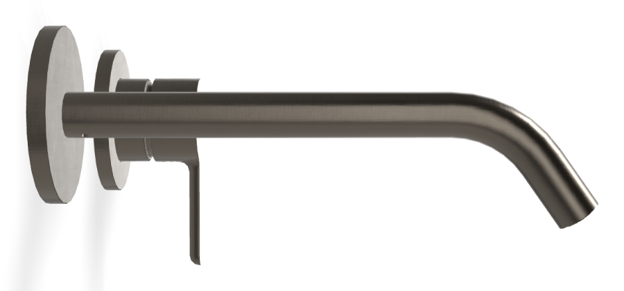 Смеситель для раковины Carlo Frattini Snap, настенный, без донного клапана, с аэратором, излив 200 мм, внешняя часть, цвет брашированный чёрный хром - изображение 2