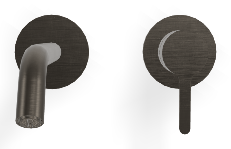 Смеситель для раковины Carlo Frattini Snap, настенный, без донного клапана, с аэратором, излив 200 мм, внешняя часть, цвет брашированный чёрный хром - изображение 1