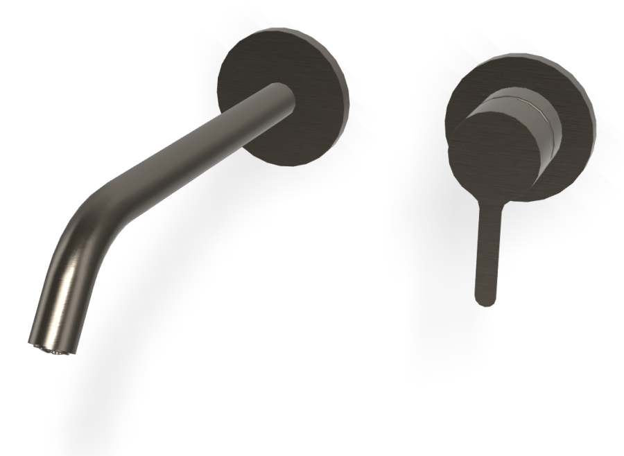 Смеситель для раковины Carlo Frattini Snap, настенный, без донного клапана, с аэратором, излив 200 мм, внешняя часть, цвет брашированный чёрный хром