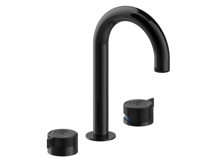 На фото Смеситель для раковины THG Zoom.7 на 3 отверстия,  с высоким изливом, с донным клапаном, цвет Brown bronze PVD На изображении товар Смеситель для раковины THG Zoom.7 на 3 отверстия,  с высоким изливом, с донным клапаном, цвет Brown bronze PVD от официального представителя в Москве