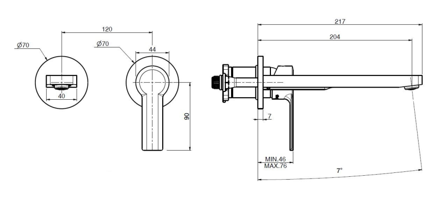 Смеситель для раковины Carlo Frattini Mast, однорычажный, с донным клапаном Click-Clack, Н-125 мм, внешняя часть, цвет брашированное золото - изображение 3