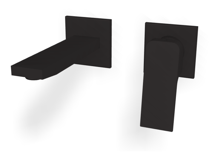 На изображении товар Смеситель для раковины Carlo Frattini Fit, с донным клапаном Click-Clack, излив 150 мм, внешняя часть, цвет чёрный матовый от официального представителя в Москве