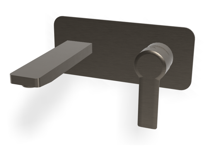 На изображении товар Смеситель для раковины Carlo Frattini Mast, настенный, однорычажный, с донным клапаном Click-Clack, Н-135 мм, внешняя часть, цвет брашированный чёрный хром от официального представителя в Москве