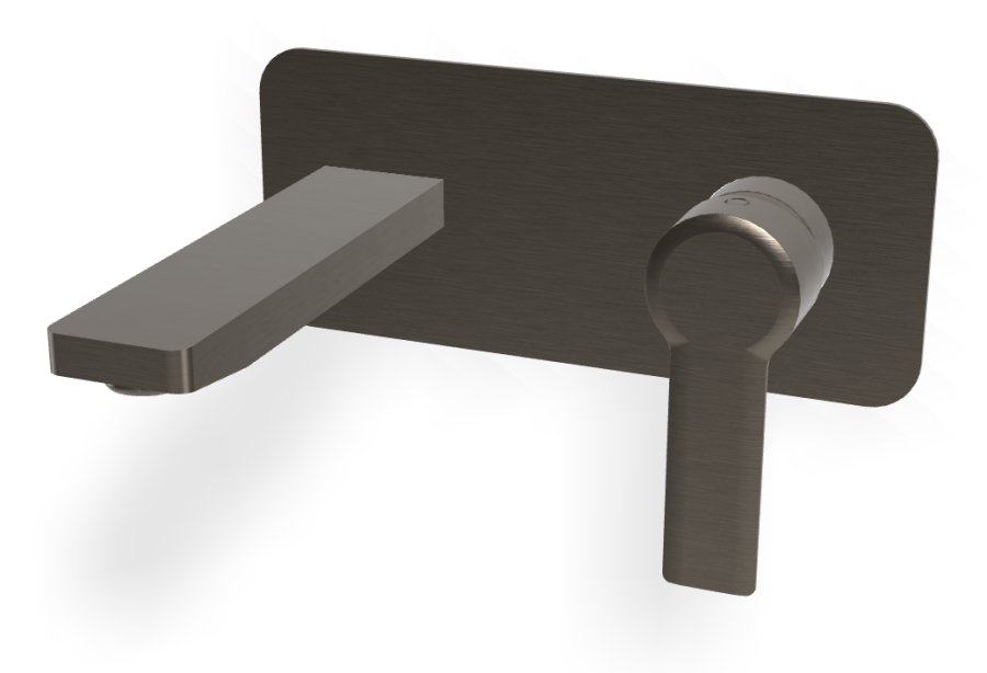 Смеситель для раковины Carlo Frattini Mast, настенный, однорычажный, с донным клапаном Click-Clack, Н-135 мм, внешняя часть, цвет брашированный чёрный хром