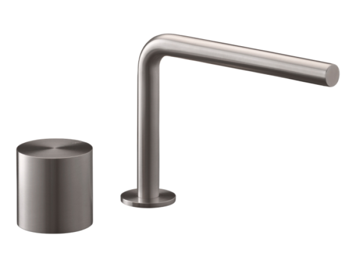 На изображении товар Смеситель для раковины CeaDesign Opus, прогрессивный, на 2 отверстия, поворотный излив, H. 140 мм, сталь, цвет сатинированная бронза от официального представителя в Москве