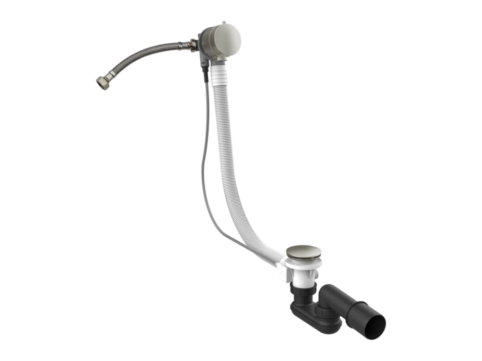 На изображении товар Слив-перелив для ванны Gessi Technical Accessories, h600 мм, с системой наполнения ванны через перелив, цвет Chrome Brushed от официального представителя в Москве