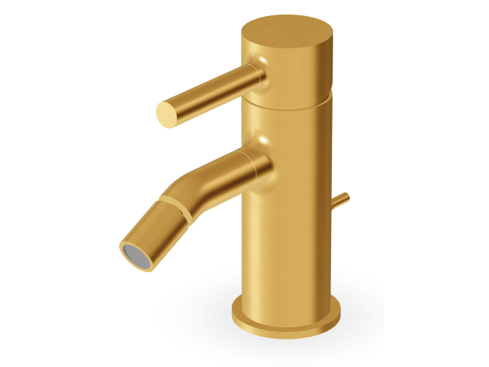 На изображении товар Смеситель Zucchetti Pan, для биде, однорычажный, на 1 отверстие, аэратор, донный клапан, гибкие шланги, цвет матовое золото от официального представителя в Москве