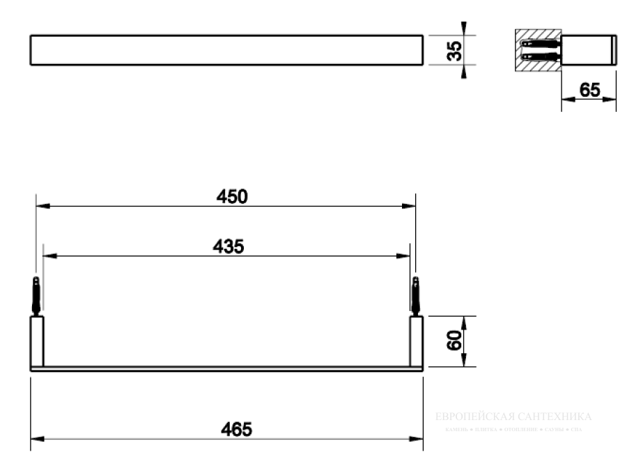 Полотенцедержатель Gessi, настенный, L 450 мм, цвет Black Metal Brushed PVD - изображение 1
