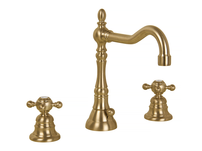 На изображении товар Смеситель для раковины Carlo Frattini Elizabeth Chic , донный клапан 1" 1/4, 3 отверстия, цвет бронза от официального представителя в Москве