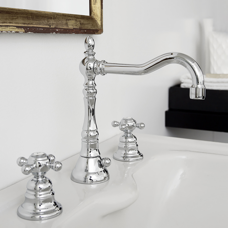 Смеситель для раковины Carlo Frattini Elizabeth Chic , донный клапан 1" 1/4, 3 отверстия, цвет бронза - изображение 2