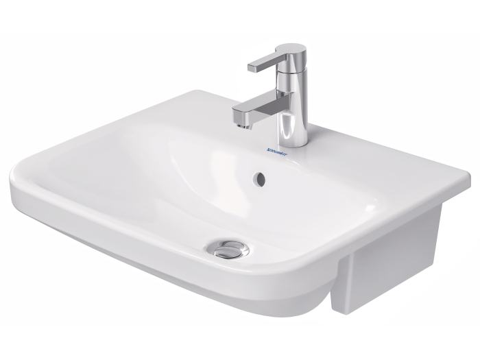 На изображении товар Раковина Duravit DuraStyle полувстраиваемая, 550х455 мм, с переливом, с 1 отверстием под смеситель, цвет белый от официального представителя в Москве