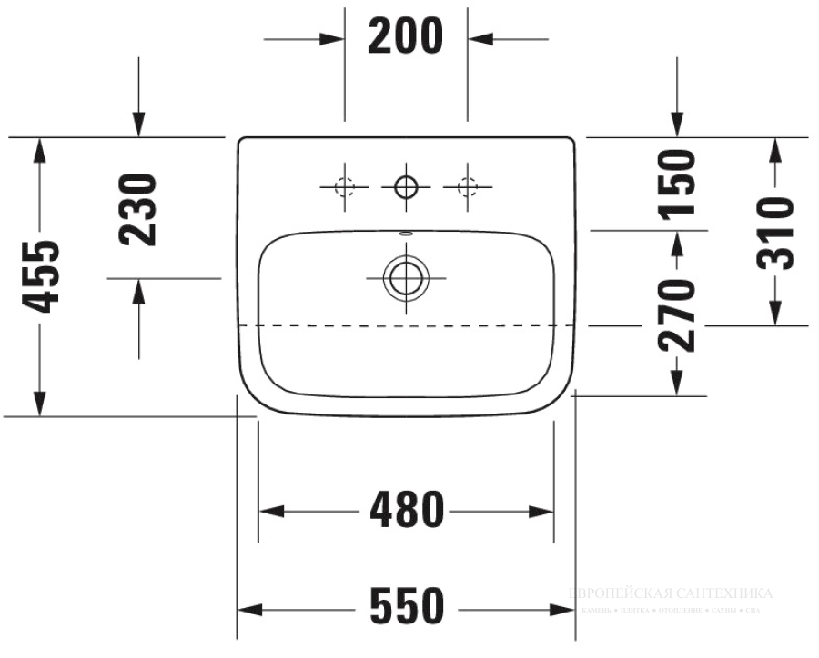 Раковина Duravit DuraStyle полувстраиваемая, 550х455 мм, с переливом, с 1 отверстием под смеситель, цвет белый - изображение 2