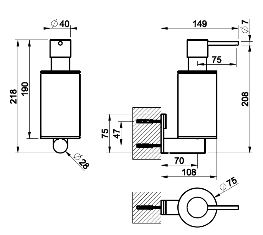 Дозатор для мыла Gessi 316, настенный, Ø75 мм, цвет Brushed Brass PVD - изображение 1