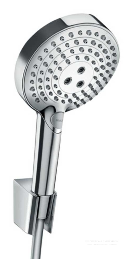 Ручной душ Hansgrohe Raindance Select S, 3jet, комплект: лейка - 3 типа струи,  держатель, шланг 1,25 м, цвет Хром