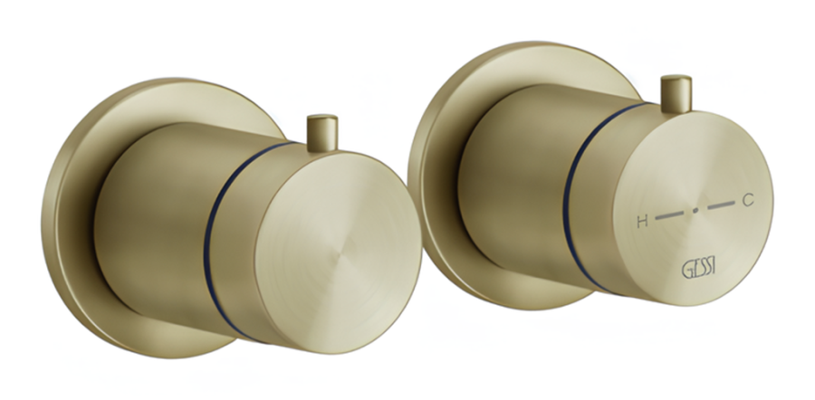 Термостат Gessi 316, встраиваемый, на 3 потребителя, цвет Brass Brushed PVD