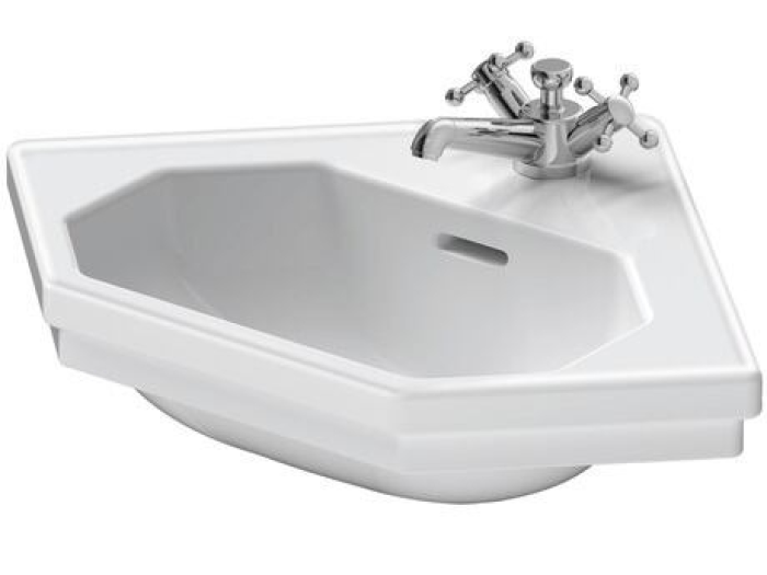 На изображении товар Раковина Duravit Series 1930 подвесная, угловая, 595х450 мм, цвет белый глянцевый с покрытием WonderGliss от официального представителя в Москве