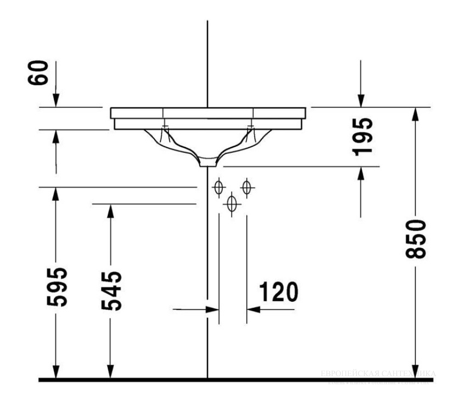 Раковина Duravit Series 1930 подвесная, угловая, 595х450 мм, цвет белый глянцевый с покрытием WonderGliss - изображение 4