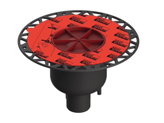 На изображении товар Сифон дренажный TECEdrainpoint S DN 50, вертикальный, с универсальным фланцем Seal System от официального представителя в Москве