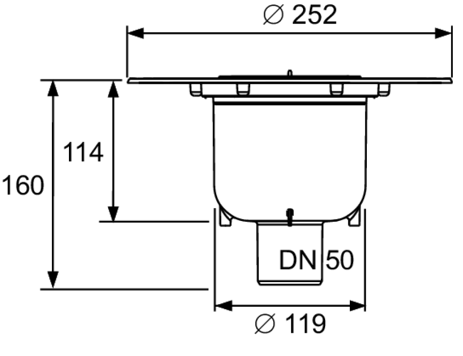 Сифон дренажный TECEdrainpoint S DN 50, вертикальный, с универсальным фланцем Seal System - изображение 1