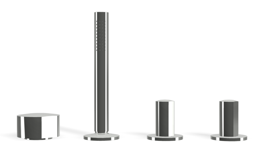 Смеситель для ванны Carlo Frattini SO, на борт, с вытяжным ручным душем, без излива, без ручек, цвет хром - изображение 1