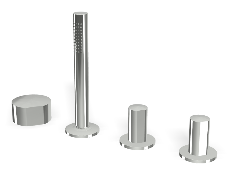 Смеситель для ванны Carlo Frattini SO, на борт, с вытяжным ручным душем, без излива, без ручек, цвет хром