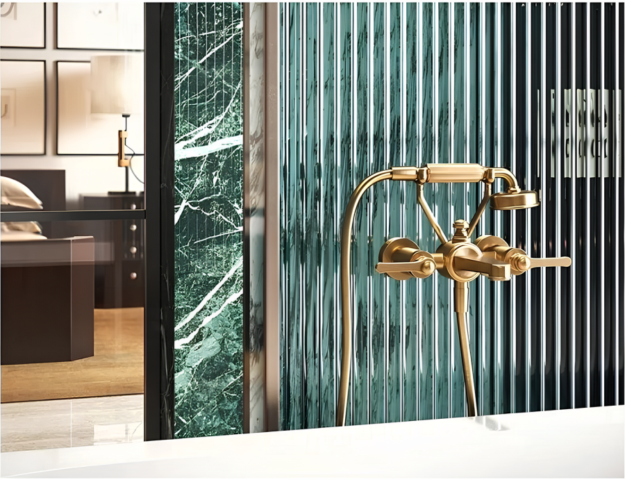 Смеситель для ванны Gessi Venti20, настенный, на 2 позиции, с переключателем ванна-душ, подводом воды и держателем лейки, цвет Warm Bronze Br. PVD - изображение 1