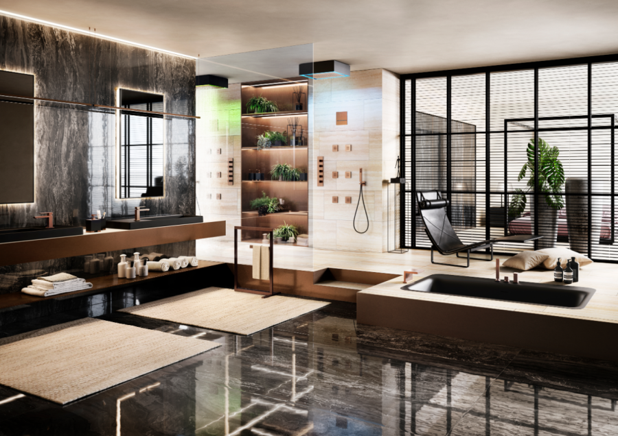 Излив для душа Gessi, 200х200 мм, каскадный, для смесителя удаленного управления, цвет Brass Brushed PVD - изображение 3