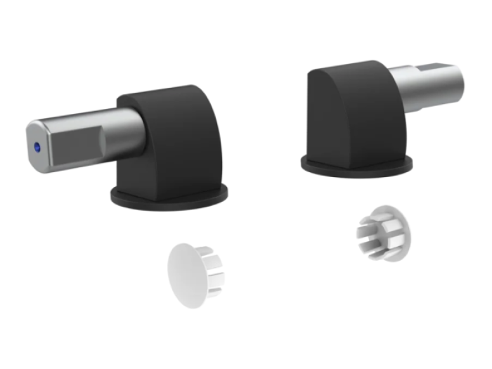 На изображении товар Петли плавного закрывания и пробки для боковых отверстий Gessi, для сиденья унитазов, цвет Matte Black от официального представителя в Москве