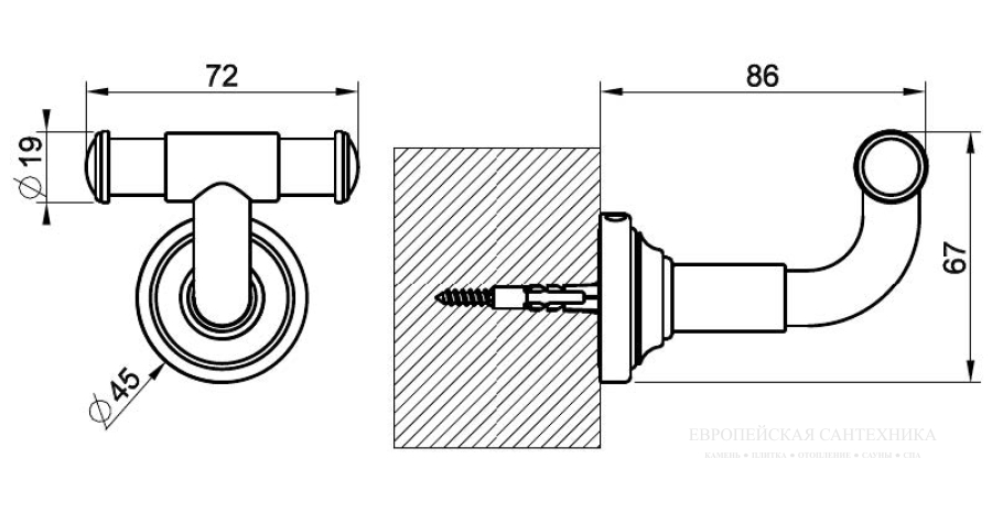 Крючок Gessi Venti20, настенный, цвет Warm Bronze Br. PVD - изображение 3