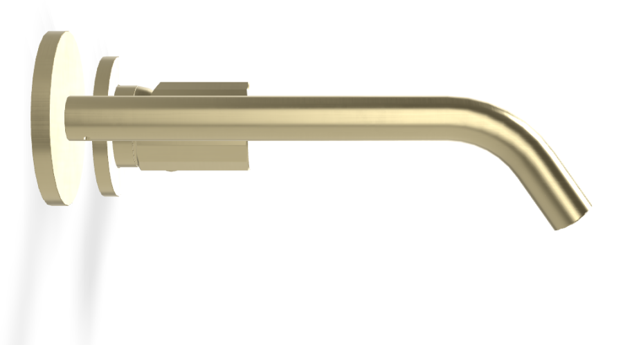 Смеситель для раковины Carlo Frattini Spillo Tech, ручка V Collection, настенный, с донным клапаном Click-Clack, излив 210 мм, внешняя часть, цвет брашированная шампань - изображение 2